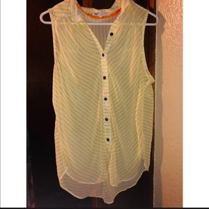 See through button up tank top